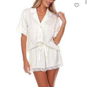 Flora Nikrooz Selena Satin Short Pajama Set Ivory